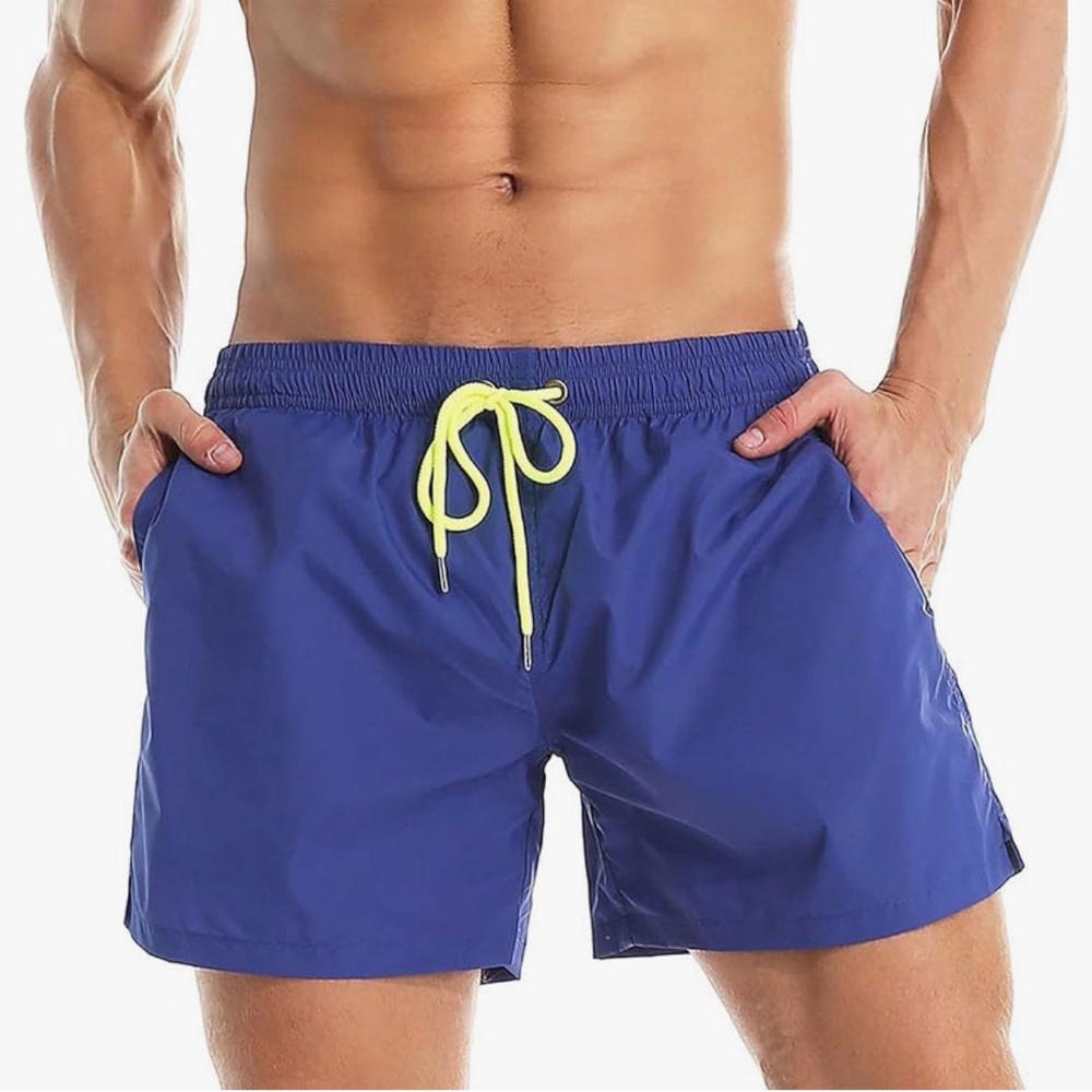B9- mens blue swim trunks size 36 YNIMIOAOX